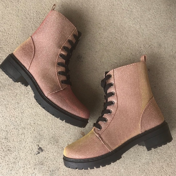rose gold combat boots
